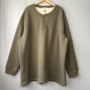 Field & Forest Henley Shirt Mens XXL Green Sherpa Lined Thermal Gorpcore Work